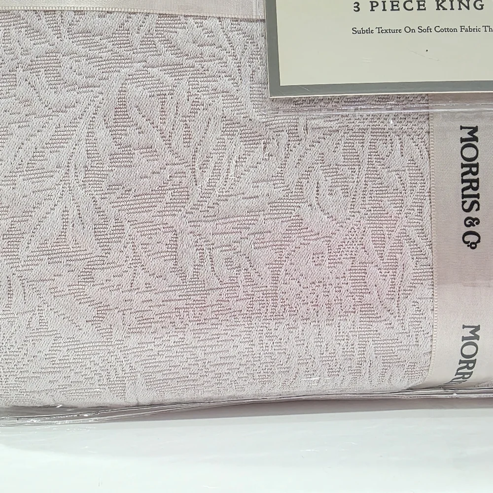 New William Morris & Co Pink Birds Cotton Textured KING Duvet & Shams Set